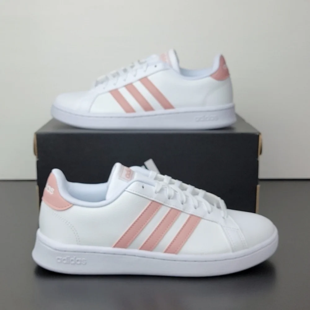 adidas | Shoes | Adidas Originals Grand Court White Pink Stripes Womens  Shoes | Poshmark